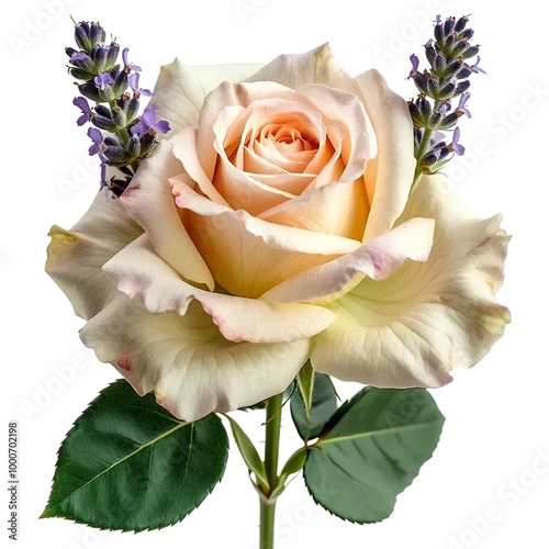 White rose isolated on white and transparent background