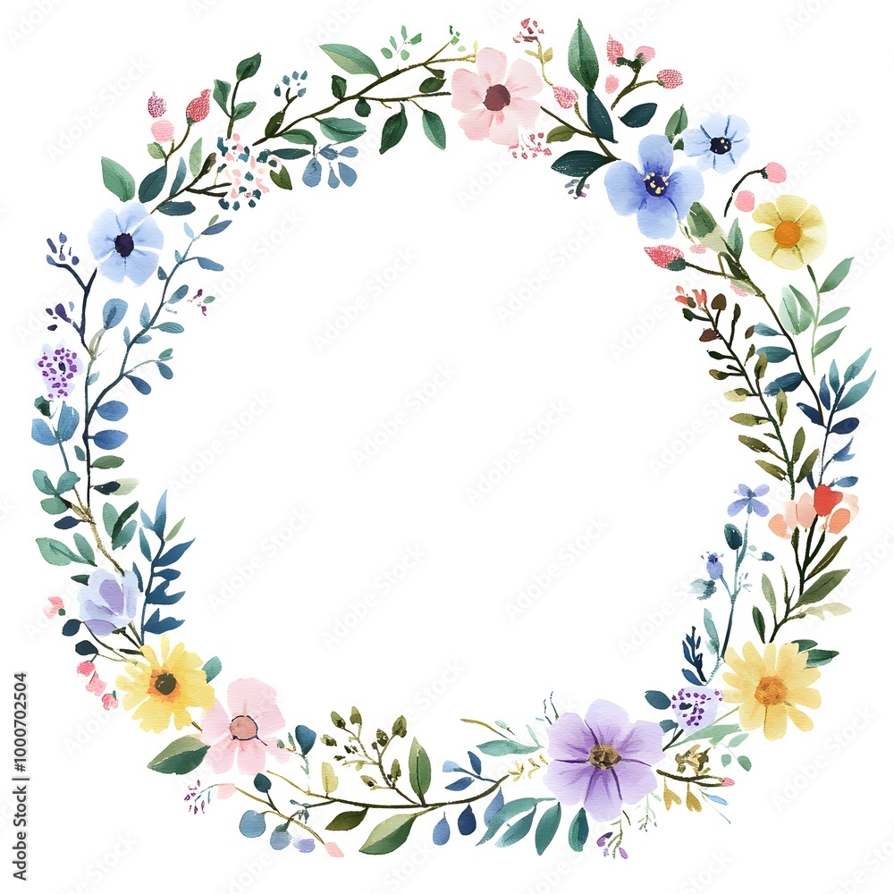 Watercolor wildflower wreath, in dark red and light beige, on a white background. Clipart Watercolor wildflower wreath, in dark red and light beige, on a white background. Clipart
