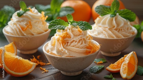 Orange Spumone: Creamy, layered Italian ice cream with vibrant orange flavor.  photo