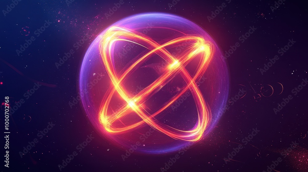 Obraz premium Glowing Atomic Structure in Space