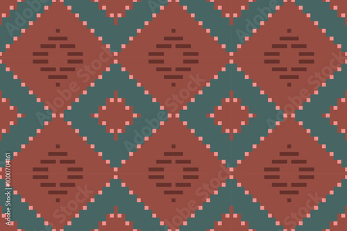 Aztec Pixel Geometric Patterns Mathfolk Embroidery, Aztec Geometric Ornament Print. Design for Carpet, Wallpaper, Clothing, Wrapping, Fabric