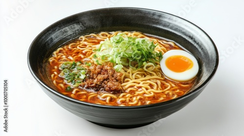 photo of ramen on white background.