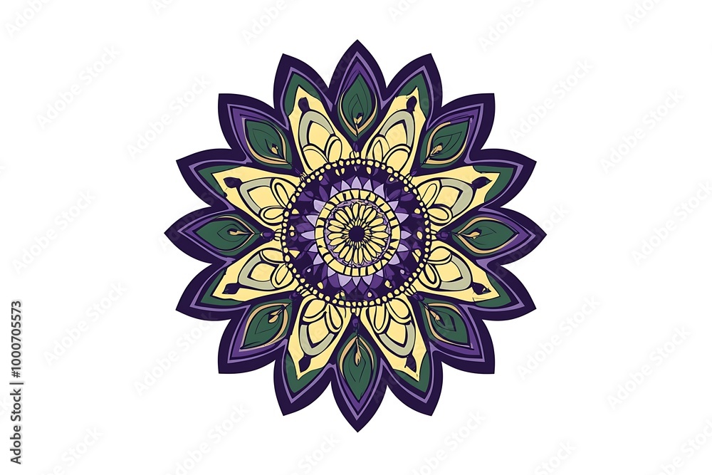 Indian floral paisley ornament. Ethnic Mandala flower print. Henna tattoo style. Festive colorful design element isolated Indian floral paisley ornament. Ethnic Mandala flower print. Henna tattoo style. Festive colorful design element isolated