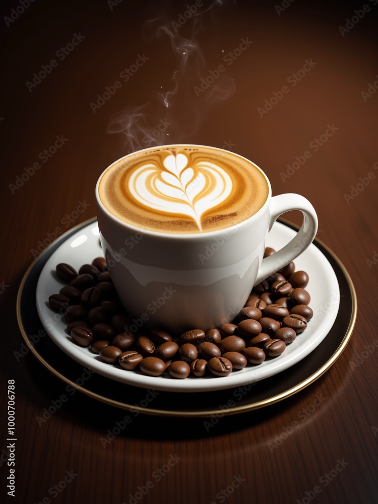 cup of coffee with rich foam, perfect for cafe promotions, menus, and morning routine concepts. cup of coffee with rich foam, perfect for cafe promotions, menus, and morning routine concepts.