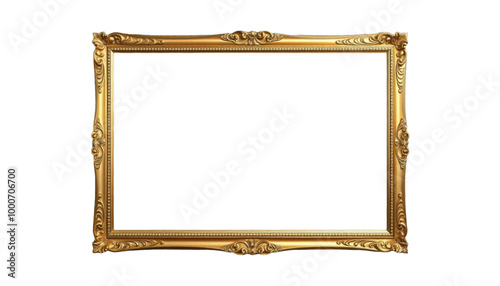 TRANSPARENT PNG ULTRA HD 8K Painting frame simple carved pinewood mahogany aluminum gold white wood square rectangular shape Smooth design delicate ornate carving against transparent background