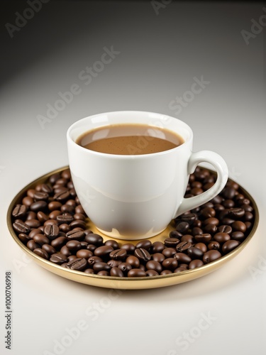 cup of coffee with rich foam, perfect for cafe promotions, menus, and morning routine concepts.