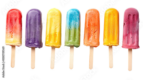 Set of different colour ice cream isolated on white background