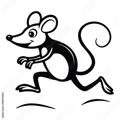 Solid color Mouse running animal vector design