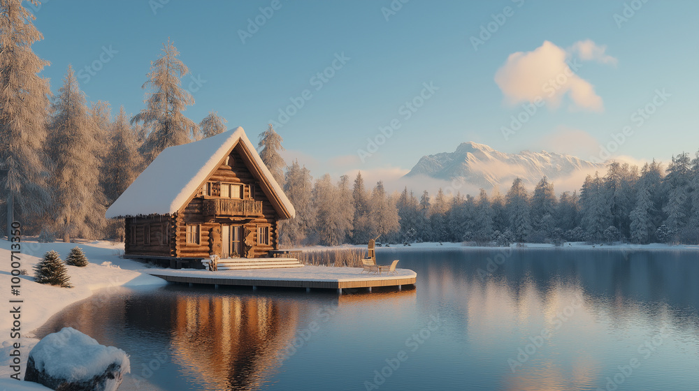 Fototapeta premium Majestic sunset in the winter mountains landscape. Dramatic sky.