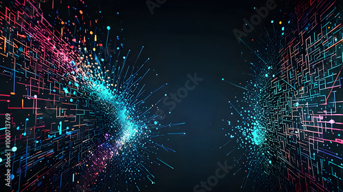 abstract technology particles mesh Colorful background