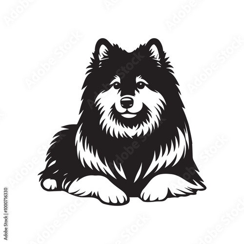 Wallpaper Mural Keeshond Dog Clipart Design - Keeshond Vector illustration in black and white Torontodigital.ca