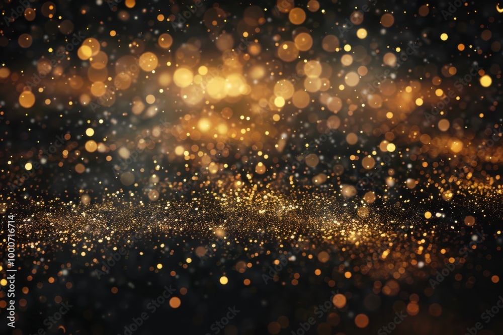 Obraz premium Elegant Gold Glitter Sparkling Bokeh and Shimmering Abstract Lights Background