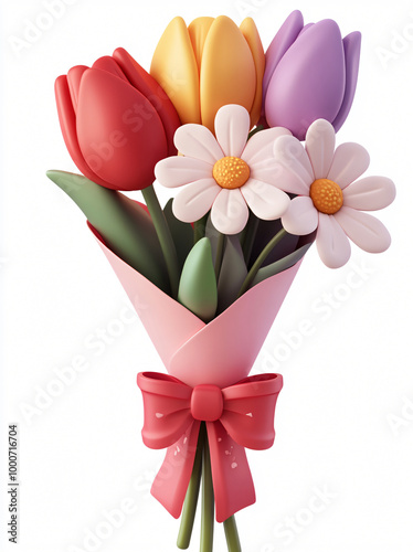 Wallpaper Mural A bunch of 3D flowers isolated in the background Torontodigital.ca