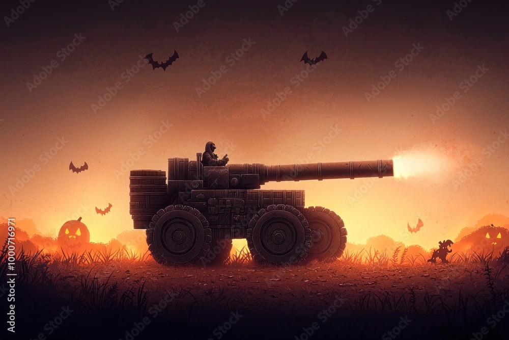 Fototapeta premium Battlefield of Frights: Halloween Heroes Unite Against Darkness