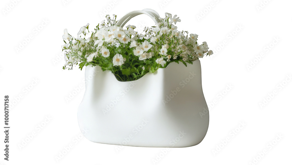 white tote bag with amazing flowers isolated on transparent white background white tote bag with amazing flowers isolated on transparent white background