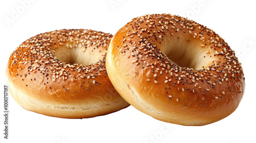 bagels with sesame seeds isolated on white background