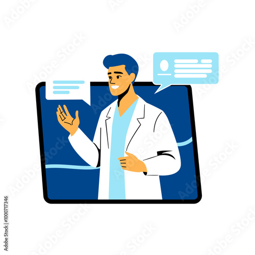 Male Doctor Providing Online Health Consultation