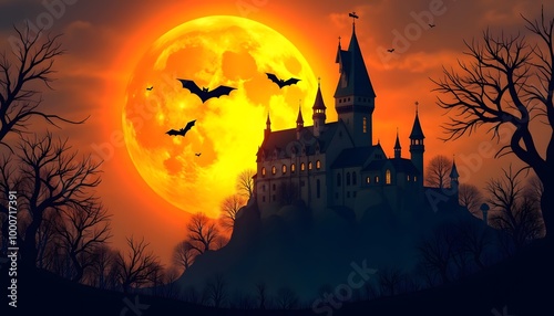 halloween background with house photo
