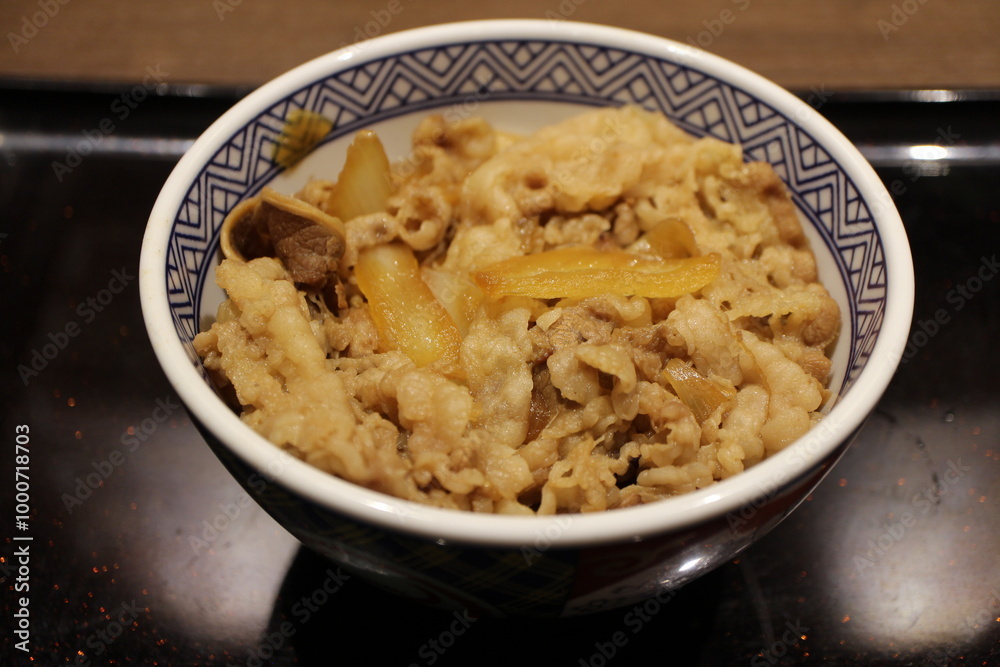 Japanese cuisine: gyudon (beef bowl) in Tokyo, Japan Japanese cuisine: gyudon (beef bowl) in Tokyo, Japan