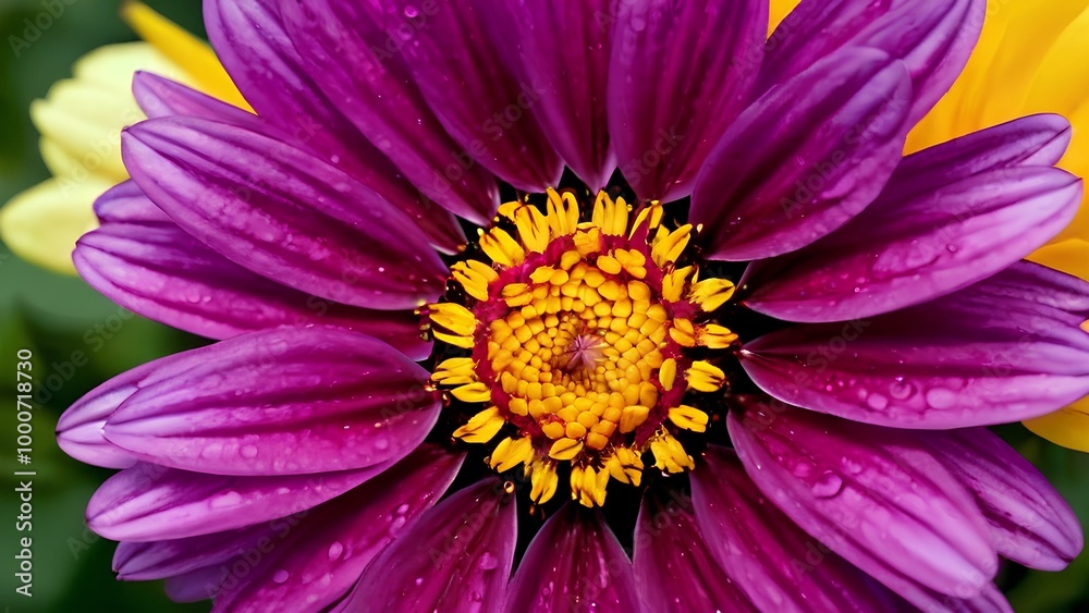 A close-up of a purple flower in full bloom, with stunning details of its vibrant petals and central stamen A close-up of a purple flower in full bloom, with stunning details of its vibrant petals and central stamen