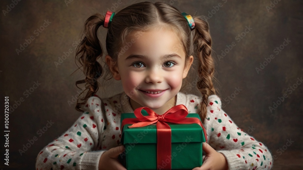 little girl with gift box as her Christmas present little girl with gift box as her Christmas present