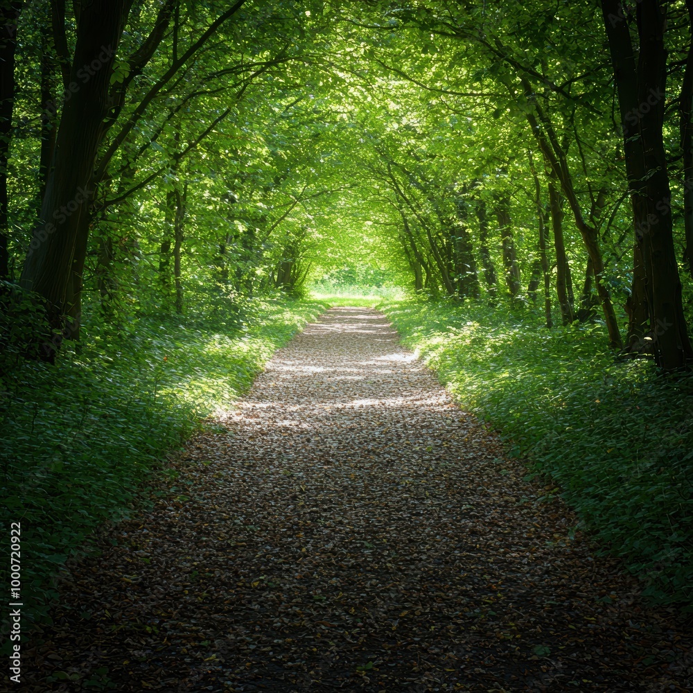 Obraz premium Lush green forest path