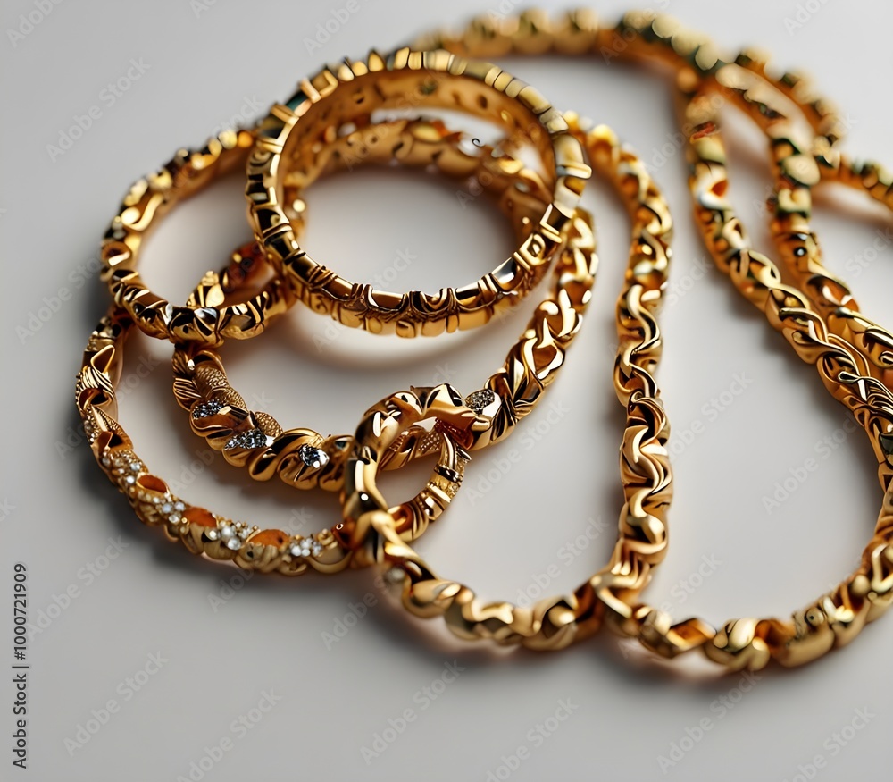 Gold jewelry on white background ai gegerate Gold jewelry on white background ai gegerate