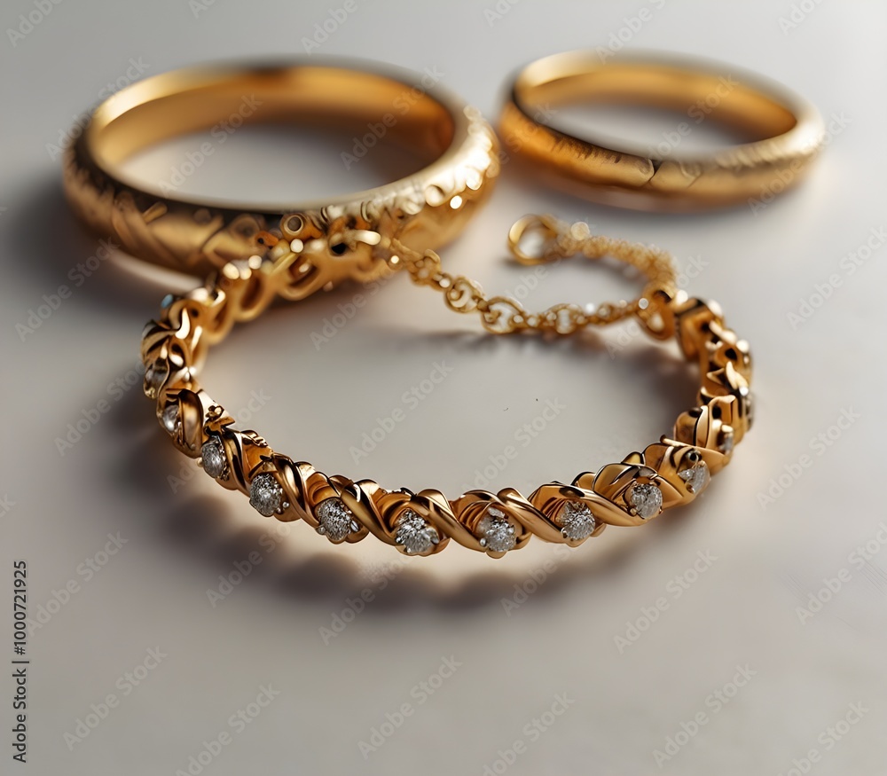 Gold jewelry on white background ai gegerate Gold jewelry on white background ai gegerate