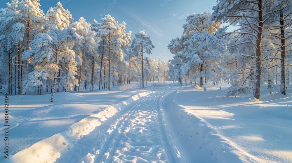 Obraz premium Picturesque snow-covered forest in the winter 