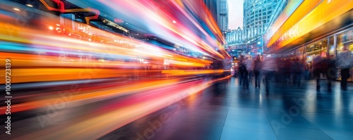 IT Convention Hustle: Long Exposure Captures Blurred Motion at Demo Booth, Generative AI