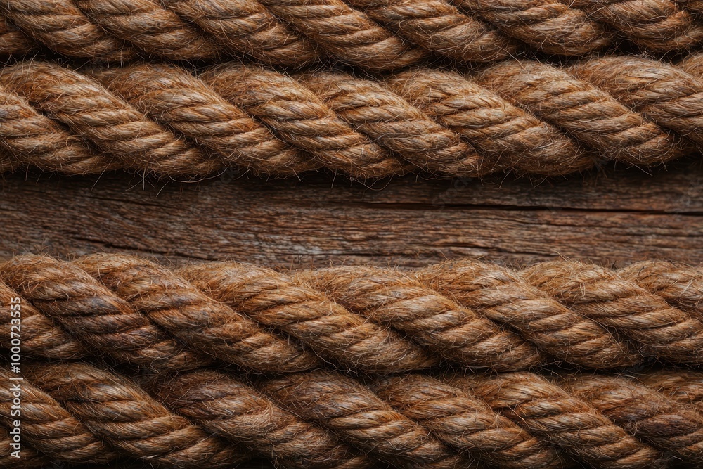 Closeup of a braided rope texture on a wooden background Closeup of a braided rope texture on a wooden background