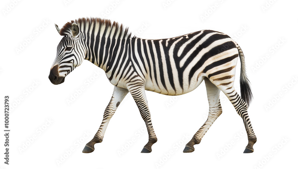 Fototapeta premium zebra isolated on transparent white background 