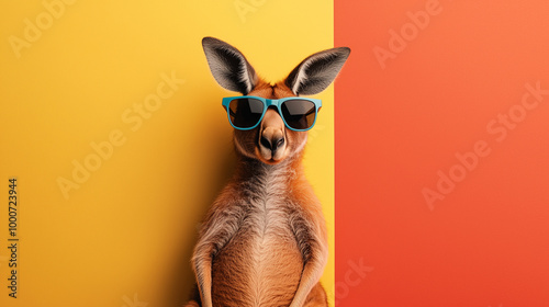 Stylish Kangaroo Wearing Sunglasses Posing in the Outback