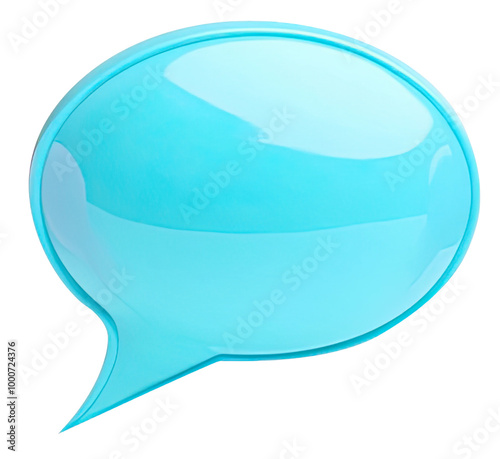 Shiny blue speech bubble isolated on white background