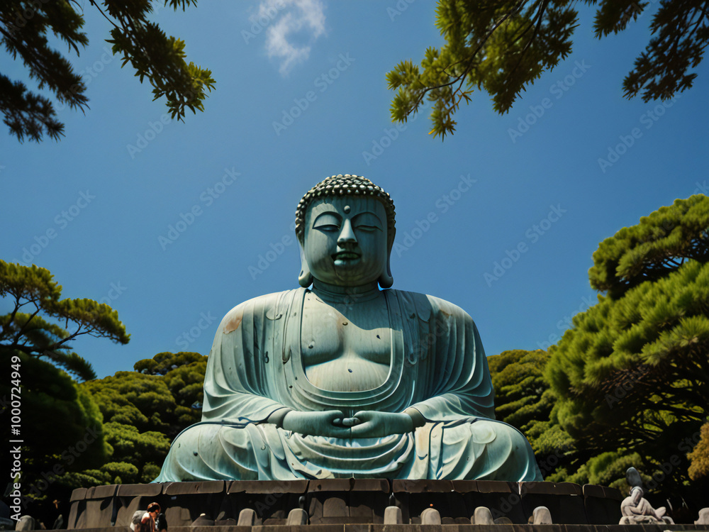 Fototapeta premium Summer blue sky and the Great Buddha