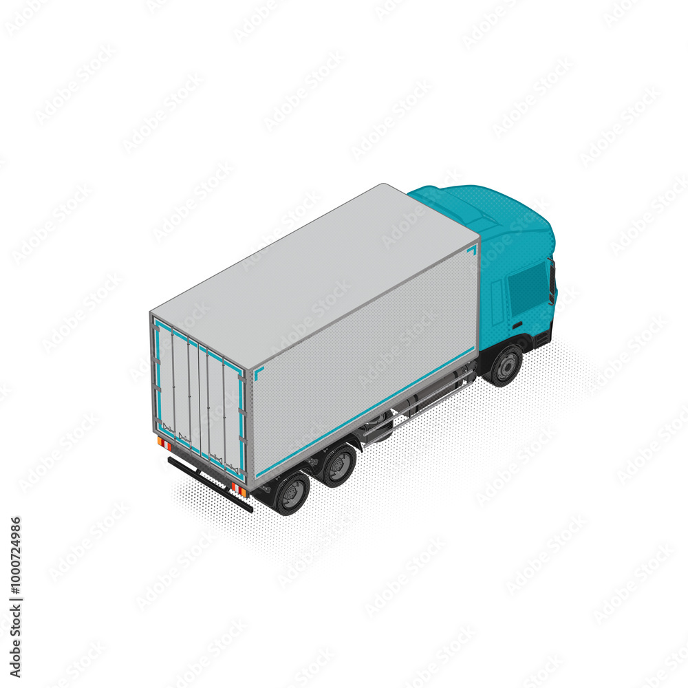 3D Isometric Cargo Truck Half Tone Vector Illustration Modern CyanCabine and White Van Intercity Delivery Vehicle 6x4Design for Logistics Transport Presentation Social Media Video Promo Back Right
3D Isometric Cargo Truck Half Tone Vector Illustration Modern CyanCabine and White Van Intercity Delivery Vehicle 6x4Design for Logistics Transport Presentation Social Media Video Promo Back Right