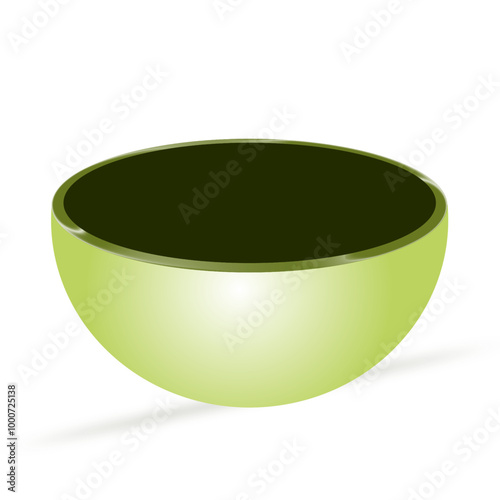 Empty ceramic green bowl isolated on white background. Vector illustration. Soup bowl. Multipurpose bowl.