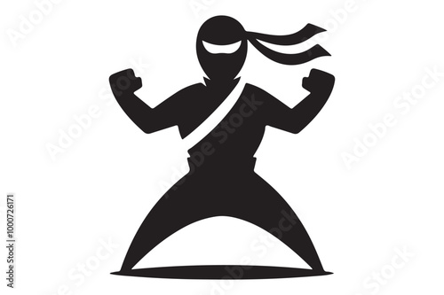 Samurai Ninja Silhouette Vector Art photo