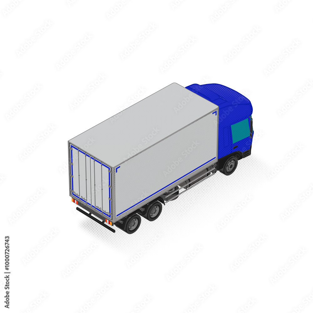 3D Isometric Cargo Truck Half Tone Vector Illustration Modern Blue Cabine and White Van Intercity Delivery Vehicle 6x4 Design for Logistics Transport Presentation Social Media Video Promo Back Right
3D Isometric Cargo Truck Half Tone Vector Illustration Modern Blue Cabine and White Van Intercity Delivery Vehicle 6x4 Design for Logistics Transport Presentation Social Media Video Promo Back Right