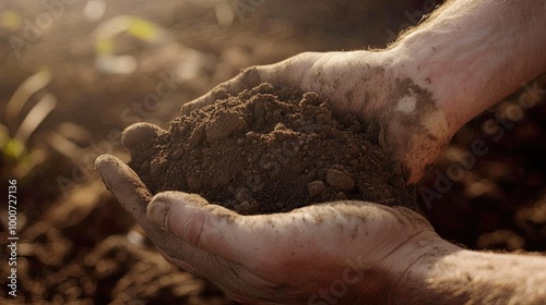 Wallpaper Mural Hands holding rich, dark soil in sunlight. Torontodigital.ca