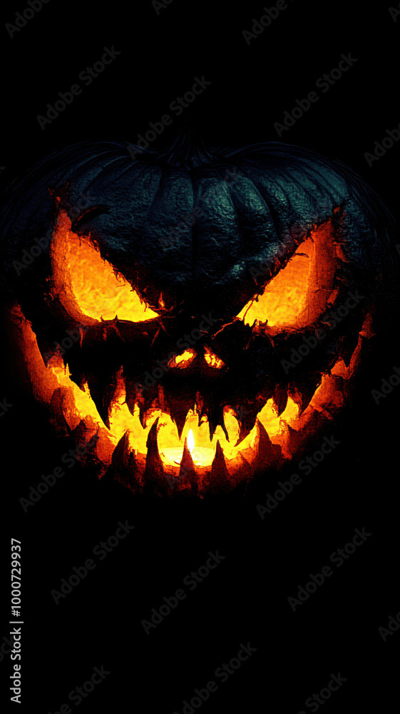Eerie Jack-o'-lantern on Black Background Eerie Jack-o'-lantern on Black Background