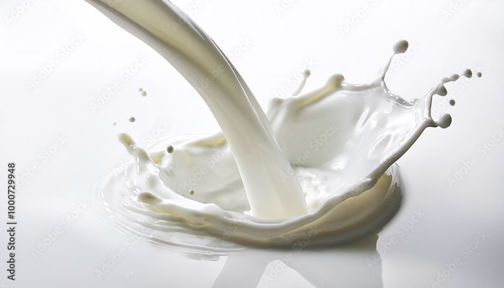 注がれる牛乳のクローズアップ 白背景 注がれる牛乳のクローズアップ 白背景