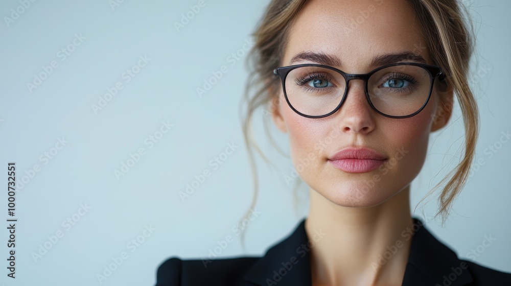 Thoughtful woman with glasses Thoughtful woman with glasses