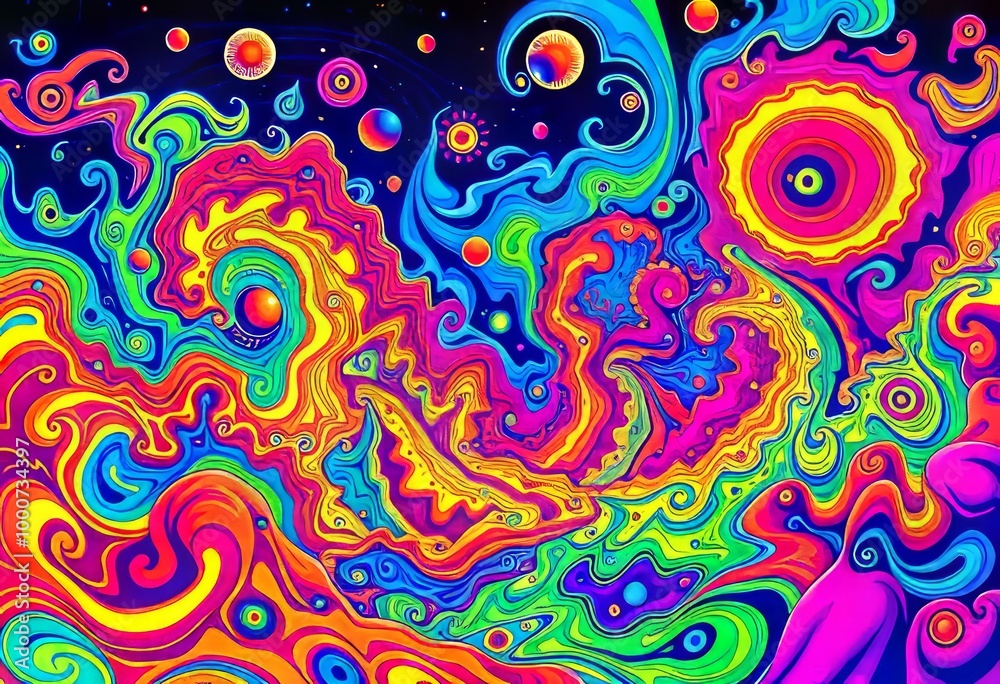 Psychedelic Art A vibrant psychedelic artwork featuring bold col Psychedelic Art A vibrant psychedelic artwork featuring bold col