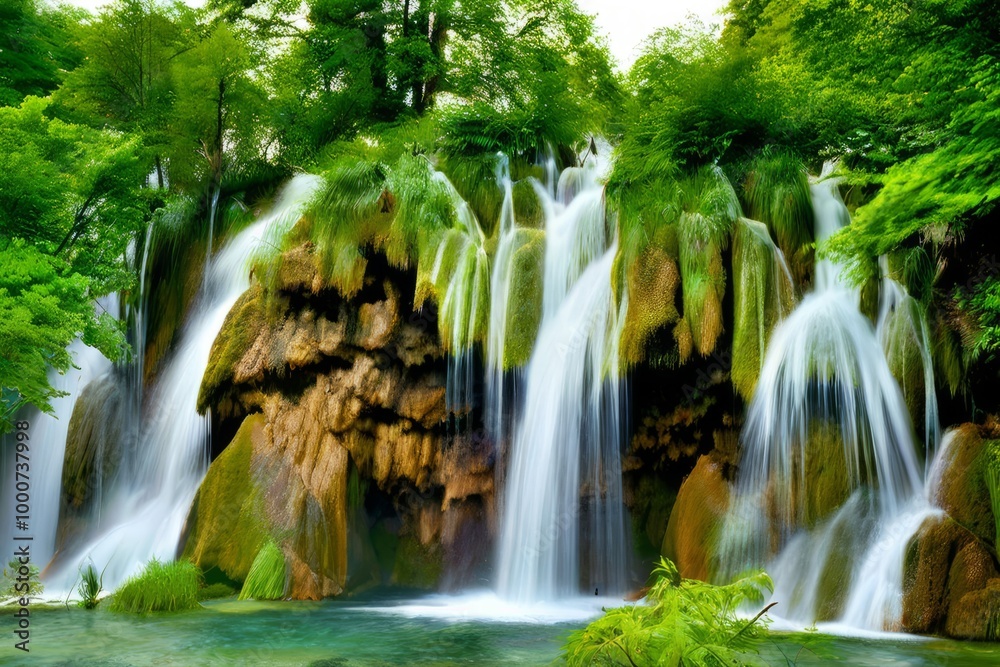 Obraz premium plitvice falls the stunning waterfall in croatias plitvice lakes