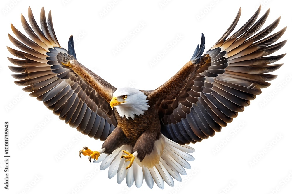 Obraz premium Eagle in the Sky Isolated. Majestic Eagle in Flight. Powerful Bird Soaring Photo.