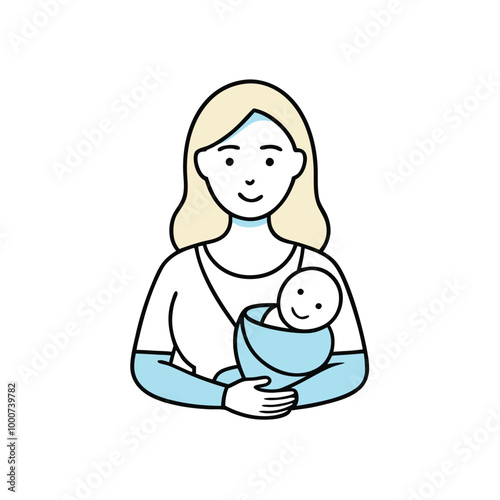 Mother Breastfeeding Line Art.