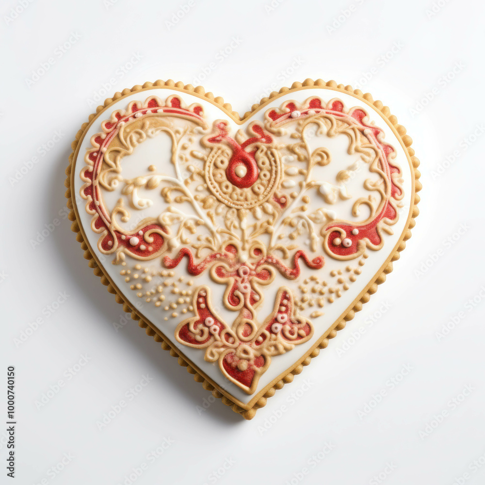 Beautifully Decorated Heart-Shaped Sugar Cookie Beautifully Decorated Heart-Shaped Sugar Cookie