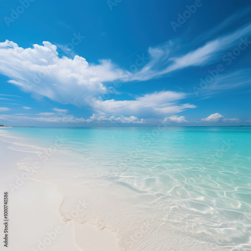 Serene Beach with Crystal Clear Water and Pristine Sand