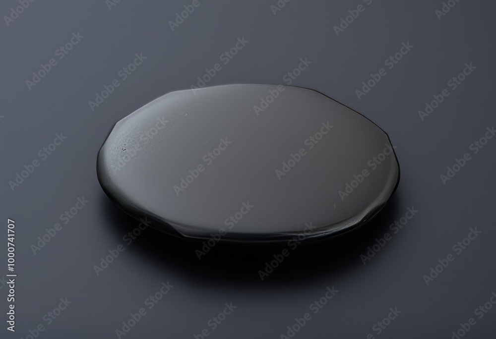 Flat disc shaped pebble with a matte black finish and a polished Flat disc shaped pebble with a matte black finish and a polished
